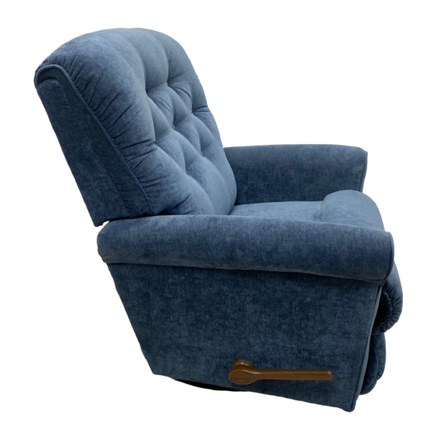 Lazy Boy Swivel Recliner Solid Blue Fabric Chair