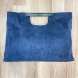 Neiman Marcus Navy Suede Solid Tote Handbag