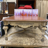 Brown-Tan Wood Carved Coffee Table