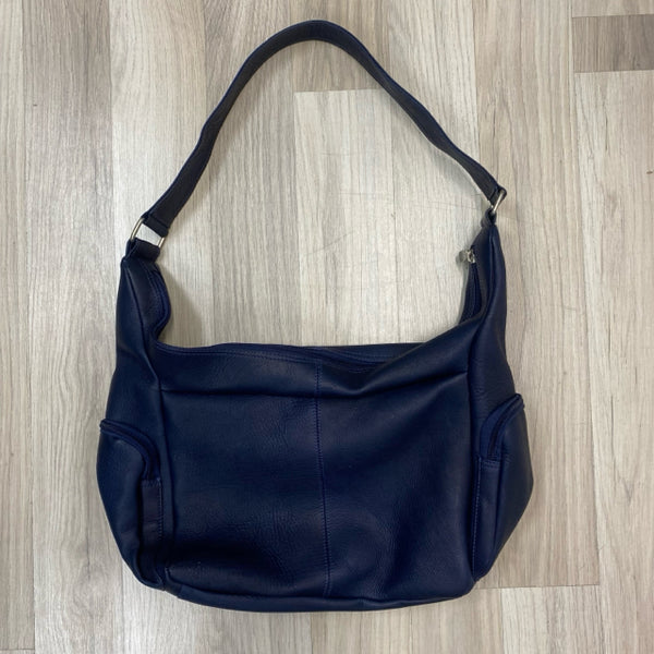 Le Donne Blue Leather Pebbled Shoulder Handbag