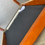 Mission Style Solid Green Microsuede Brown Wood Arm Chair