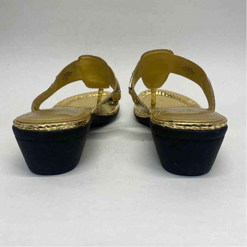 Marc Fisher Size 8.5 Women's Gold Shimmer Camel Toe Sandals