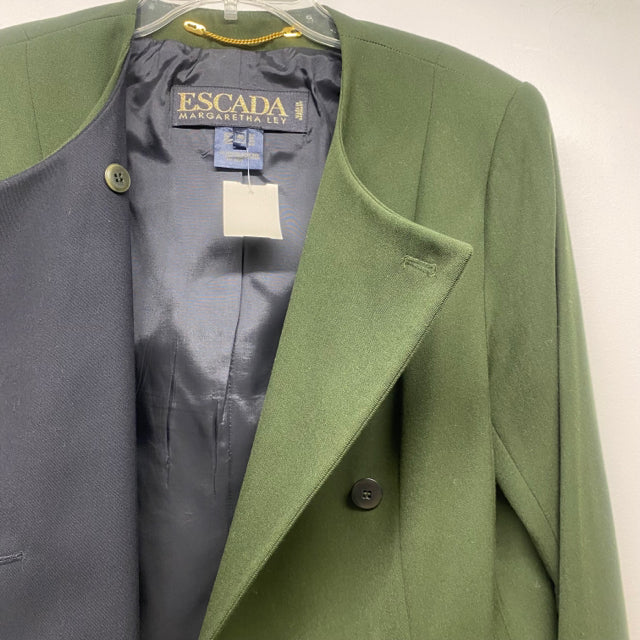 Escada Women's Size M-40 Green Solid Double Breasted Jacket