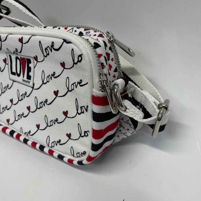 Brighton White-Red Canvas Pattern Crossbody Handbag