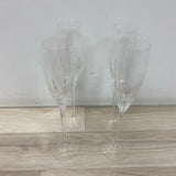 Lenox Firelight Platinum Champagne Flute Clear Cut Glassware - Set of 4