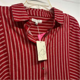 Grey State Size M Women's Red-White Stripe Button Up Shirt