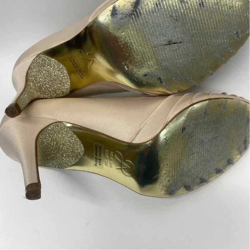 Adrianna Papell Size 9 Women's Beige Solid Open Toe Heels