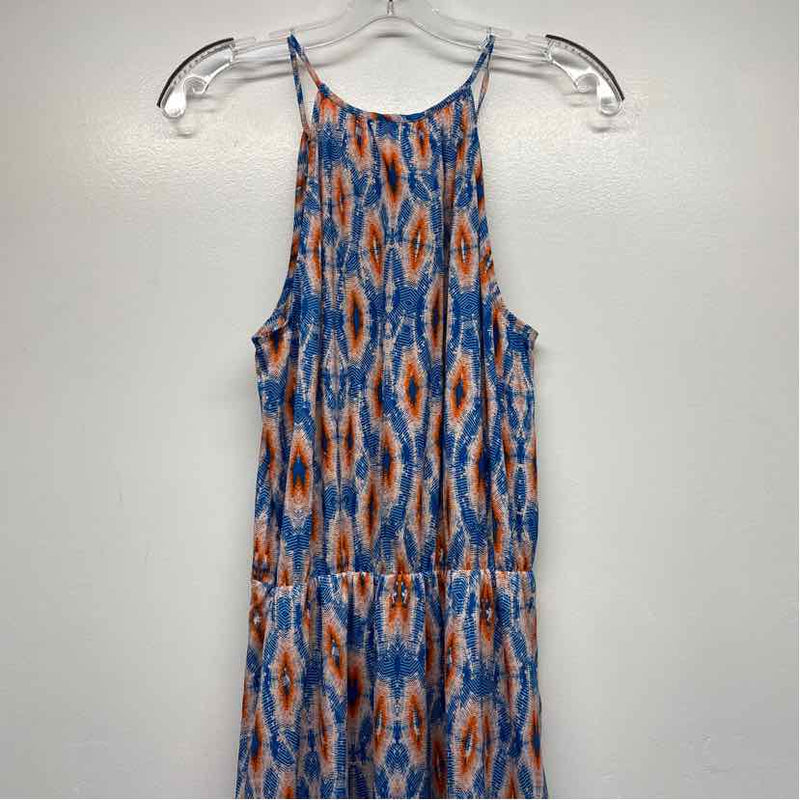 Collective Concepts Size M Women's Blue-Pink Pattern Maxi Dress