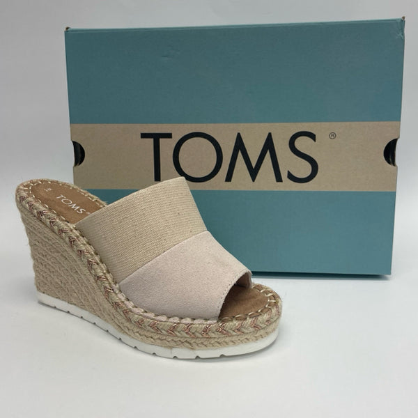 Toms Size 5 Women's Beige Color Block Wedge Shoes