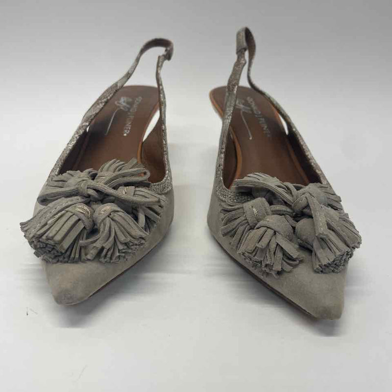 Donald J Pliner Size 8 Women's Taupe Tassels Slingback Heels