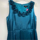 Alex Marie Size 12-L Women's Teal Solid Fit And Flare Dress