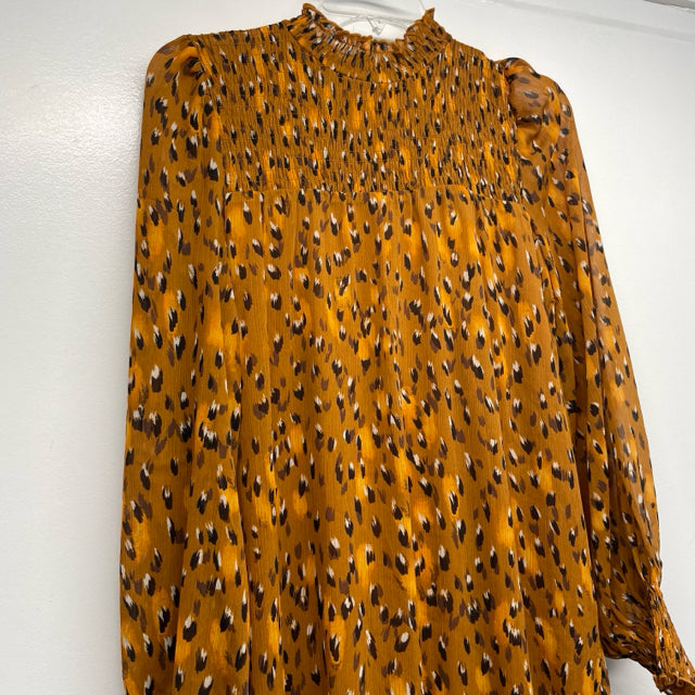 Karl Lagerfeld Paris Size 0-XS Women's Orange-Multi Pattern Long Sleeve Dress