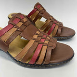 Softspots Size 8.5 Women's Brown Color Block Slip On Sandals