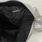 Olga Berg Silver Mesh Shimmer Clam Shell Clutch