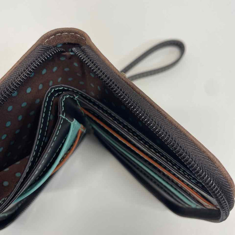 Chala Brown Faux Leather Patchwork Zip Around Wallet