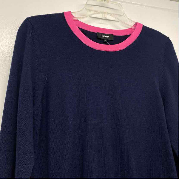 ME+EM Size M Women's Navy Color Block Pullover Sweater