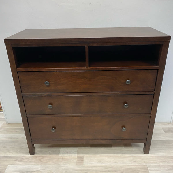 Brown Wood Solid 3 Drawers 2 Open Shelves Dressers/Chest