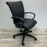 Black Faux Leather Solid Arm Adjustable Executive Office Chair