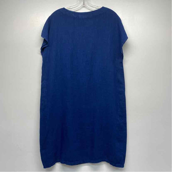 Fenini Size L Women's Blue Solid Shift Dress