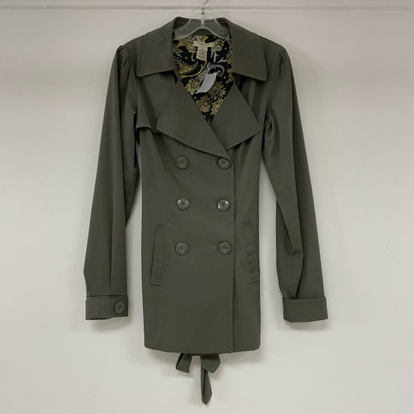 Vertigo Women's Size XS Green Solid Double Breasted Coat