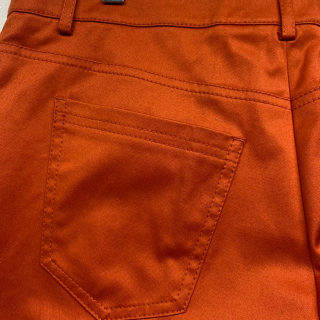 Akris Women's Size 14 Orange Solid Cuff Capri
