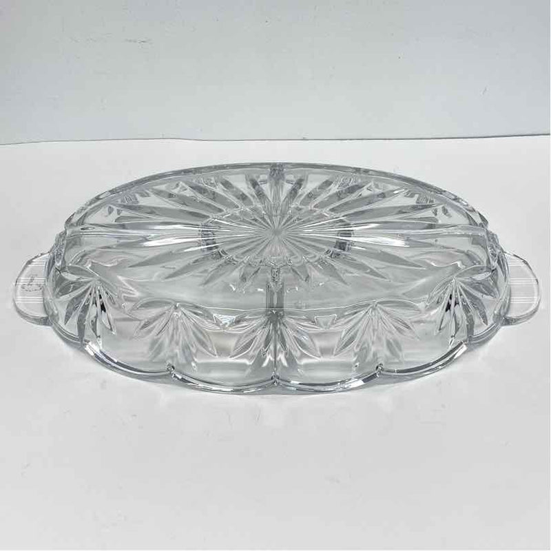 Royal Limited Clear Cut Crystal Divided Dish w Handles