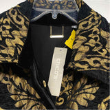 Chico's Women's Size 3-XL Black-Gold Pattern Button Up Jacket