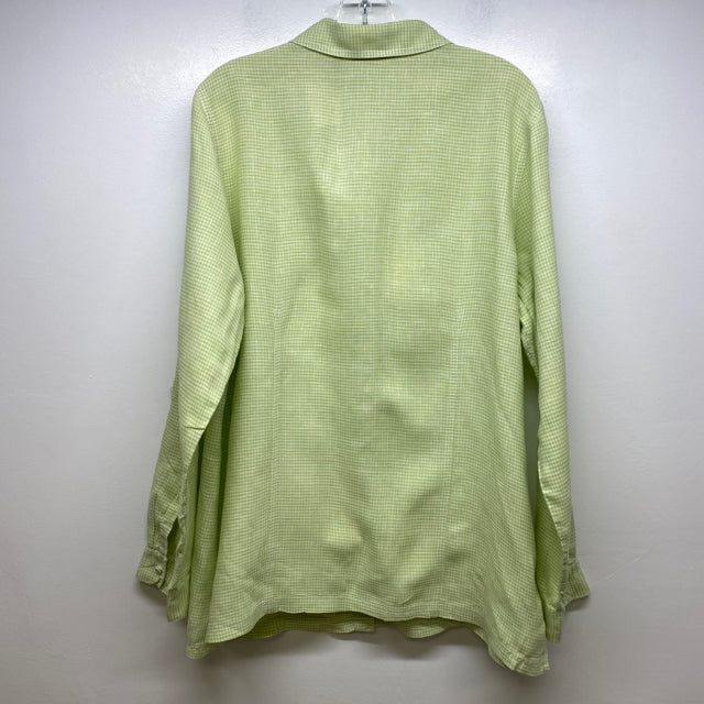 Chico's Size XL-3 Women's Green-White Plaid Button Down Blouse