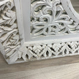 White Wood  Square Ornate Mirror