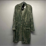 Avant Toi Women's Size S Green-Beige Pattern Button Up Coat