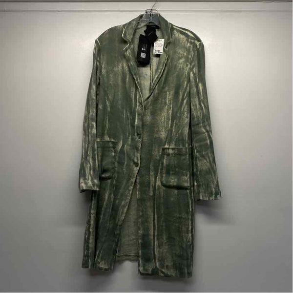 Avant Toi Women's Size S Green-Beige Pattern Button Up Coat