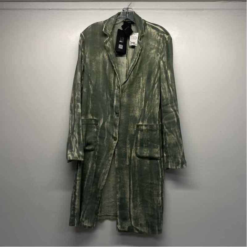 Avant Toi Women's Size S Green-Beige Pattern Button Up Coat