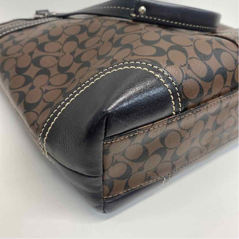 Coach Brown Monogram Leather Shoulder Handbag