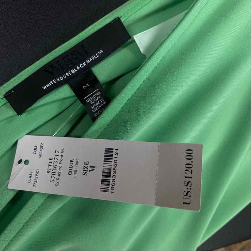 White House Black Market Size M Women's Green Solid Fit And Flare Dress