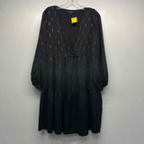 Madewell Size L Women's Black-Gold Pattern Fit And Flare Dress