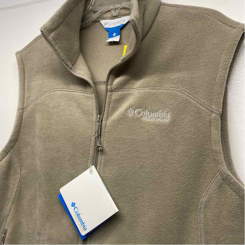 Columbia Size L Tan Fleece Polyester Solid Men's Vest