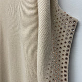 Reba Size L-M Women's Beige Beaded Turtle Neck Poncho-Cape