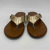Italian Shoe Makers Size 7.5 Women's Brown-Gold 2 Tone Camel Toe Sandals