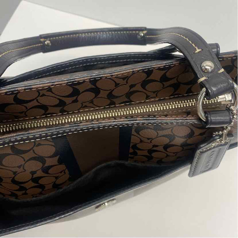 Coach Brown Monogram Leather Shoulder Handbag
