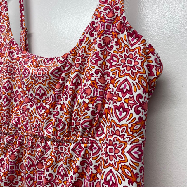 Lands' End Women's Size 14-XL Pink-Multi Pattern Spaghetti Strap Swimsuit
