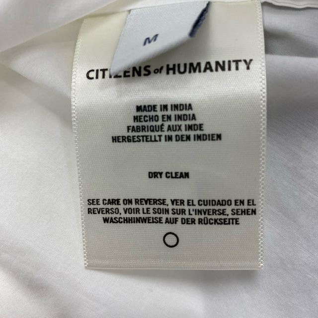 Citizens of Humanity Size M Women's White Solid Button Up Tuxedo Shirt