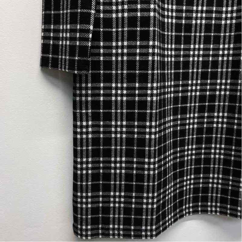 Talbots Size XS Women's Black-White Plaid Mock Neck Dress