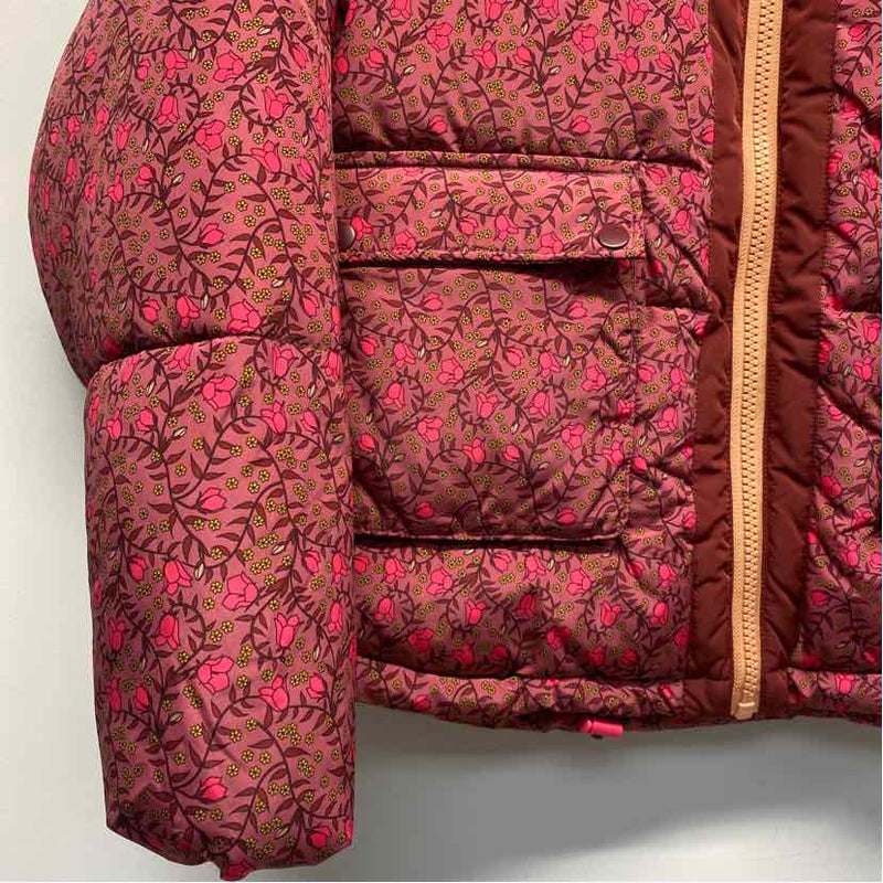 Numph Women's Size L Purple-Pink Floral Puffer Coat