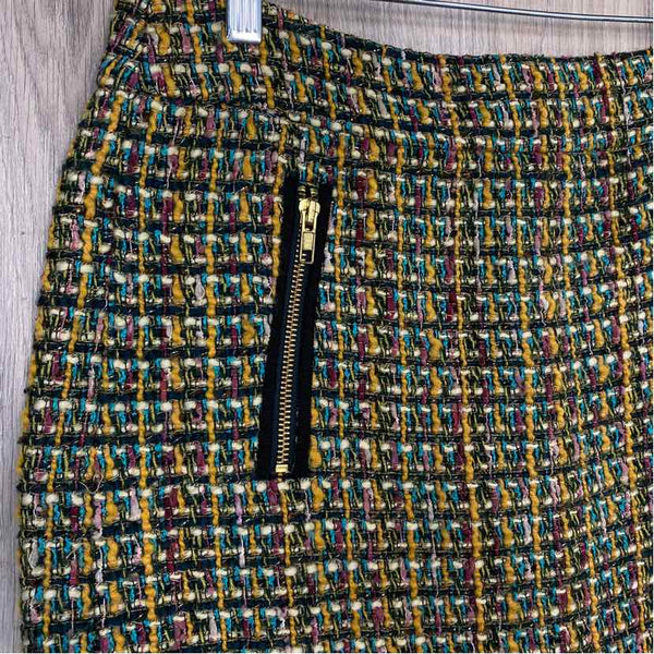 J.Crew Size 6 Women's Green-Multi Tweed Above Knee Skirt