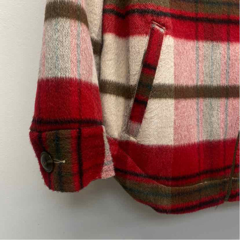 Cabi Women's Size L Red-Multi Plaid Zip Up Jacket