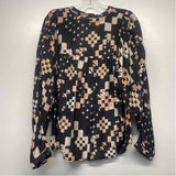 Mariacher Size S Women's Black-Multi Pattern Pullover Blouse