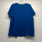 Johnny Was Size L Women's Blue Embroidered T-Shirt Short Sleeve Top