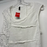 Inizio Italy Size M Women's White Patchwork Asymmetrical Sleeveless Top