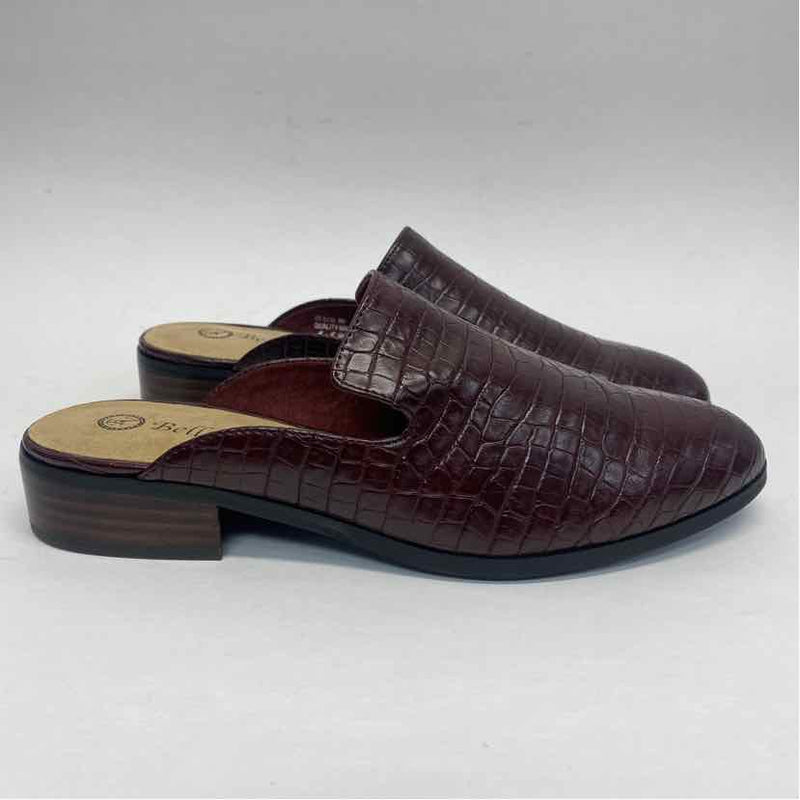 Bella Vita Size 8 Women's Burgundy Animal Print Mules Shoes