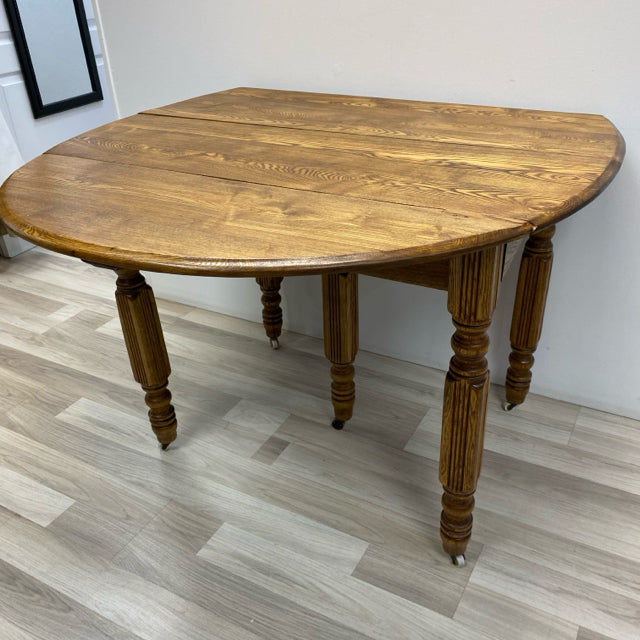 Folding Brown Oak Dining Room Table